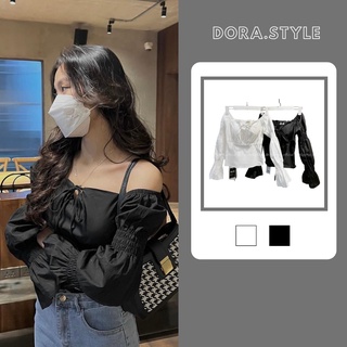 Áo Trễ Vai Bánh Bèo Tiểu Thư Tay Bông Dorastyle