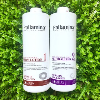 THUỐC UỐN NÓNG CAO CẤP PALLAMINA COLLAGEN KERATIN COMPLEX Ý 1000ML Cặp 1000ml x 2