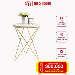 Bàn trà sofa mặt đá tròn vân mây RIBO HOUSE khung kim loại sơn tĩnh điện hình sao trang trí phòng khách phòng ngủ RIBO82