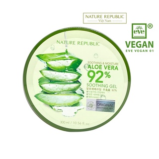 Gel lô hội dưỡng đa năng NATURE REPUBLIC Soothing &amp; Moisture Aloe Vera 92% Soothing Gel 300ml