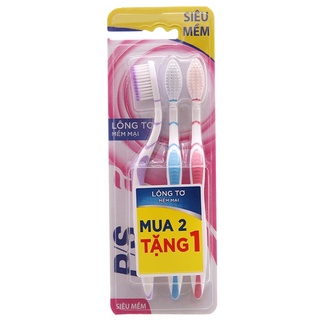 VỈ 3 BÀN CHẢI ĐÁNH RĂNG P/S LÔNG TƠ MỀM MẠI