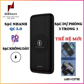 Sạc dự phòng không dây chính hãng WK WP-133, Sạc nhanh không dây chuẩn QI 18W - 10.000 mAH