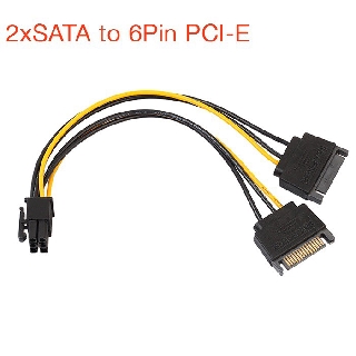 Cáp nguồn 2 SATA sang 6Pin PCI-E cho Card VGA