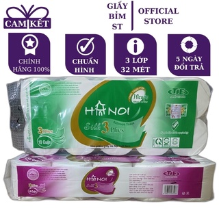 Giấy vệ sinh Hà Nội 3 lớp 10 cuộn chính hãng có tem cho nhà hàng, khách sạn, quán ăn