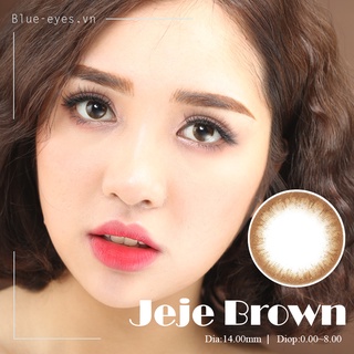 Kính áp tròng Blue Eyes - JEJE BROWN - Lens cận màu nâu vàng ánh kim - nhập khẩu chính hãng Hàn Quốc