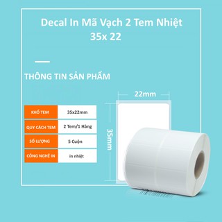 Combo 5 Cuộn Giấy In Mã Vạch 2 Tem Nhiệt 35*22 Cho Dòng Máy In Nhiệt