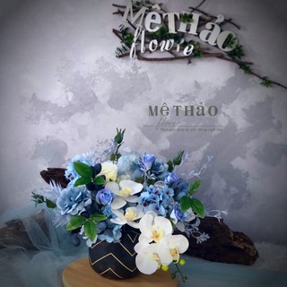 Ảnh shop chụp) Bình Hoa Giả Trang Trí Nhà Cửa, Decor Phòng Khách Chất Liệu Lụa Cao Cấp Mê Thảo Flower