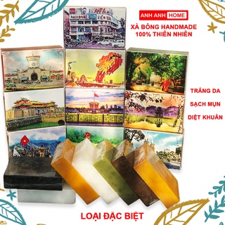 Xà bông thảo mộc thiên nhiên hữu cơ AnhAnhHome handmade an toàn, tươi mát ( Nghệ mật ong, bạc hà, than tre...)