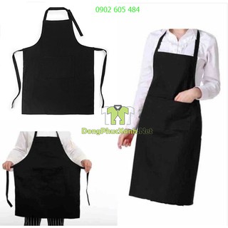 Tạp dề yếm phục vụ màu đen trơn - Tạp dề pha chế Tạp dề đồng phục Tạp dề vải
