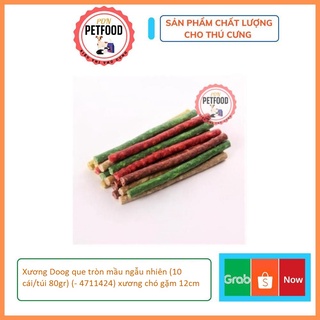 Xương Doog que tròn mầu ngẫu nhiên (10 cái/túi 80gr) (- 4711424) xương chó gặm 12cm