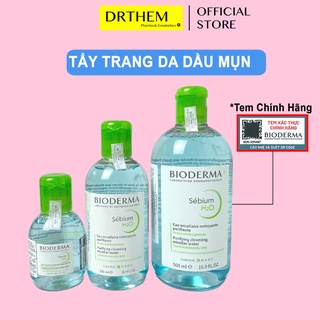 Nước Tẩy Trang Bioderma Cho Da Dầu Mụn Sébium H20 100ml - 250ml - 500ml - Chai Xanh