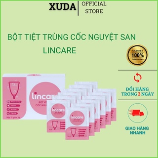 Bột vệ sinh Lincare tiệt trùng Cốc nguyệt san Hộp 12 gói tiện lợi, an toàn, nhanh chóng, gọn nhẹ