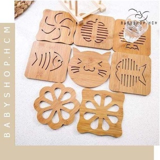 Miếng gỗ lót ly, lót nồi nhỏ chịu nhiệt hình thú Decor Loại 1