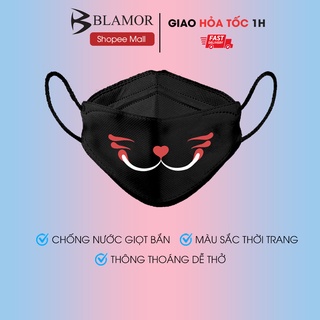 Khẩu trang hình Blamor màu đen hình mặt mèo siêu ngầu 4 lớp B011 HÌNH 9