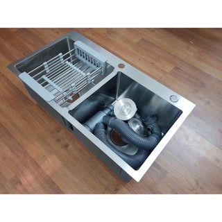 Chậu rửa bát hàng đúc inox sus 304 đã bao gồm xiphong và giá để bát