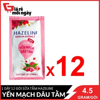 Sữa tắm Hazeline Yến Mạch Dâu Tằm (Hồng) dây 4.5g X 12 gói