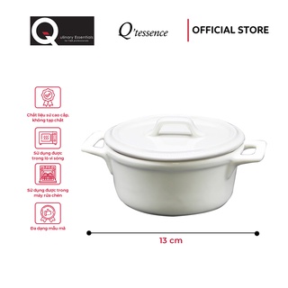 Tô Soup Q'tessence Có Hai Tay Cầm Kèm Nắp Màu Trắng 13Cm