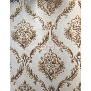 Giấy dán tường hoa văn châu âu , hoa văn tân cổ , hoa văn nổi có kim tuyến, khổ 5.3m2 loại dày đẹp dán keo sữa