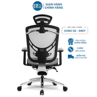 [Mã INCU300 giảm 10% đơn 499K] Ghế Ergonomic Công Thái Học Ivino Xám 5D - Chế độ ngả 135 độ - Đệm đỡ thắt lưng 5 bậc