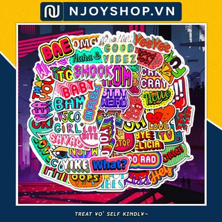 50 STICKER RETRO NEON CỔ ĐIỂN CHỐNG NƯỚC DÁN MŨ BẢO HIỂM, ĐIỆN THOẠI, XE ĐẠP, TRANG TRÍ SỔ, VALI, LAPTOP