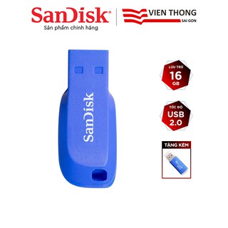 USB 2.0 SanDisk CZ50C 16GB Cruze Blade (Blue) tặng đầu đọc thẻ nhớ