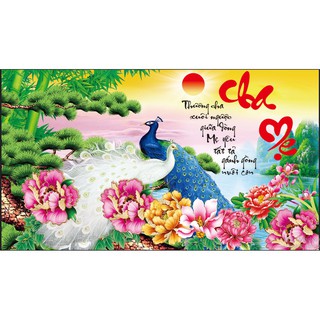 HÀNG LOẠI 1 - Tranh Đính Đá CHA MẸ (ĐÁ ABC CAO CẤP). Kích Thước: 90cm x 50cm