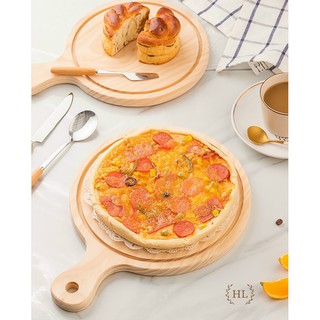 Khay gỗ tròn có tay cầm, thớt gỗ Decor