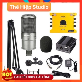 Combo thu âm chuyên nghiệp Soundcard XOX K10 2020 - Mic Takstar SM8B kèm dây live,kẹp mic, màng lọc âm tặng tai nghe
