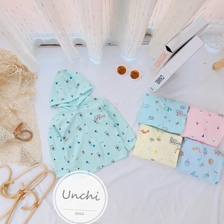 [SALE] Áo Nỉ UNCHI Chất Cotton Bé Trai, Bé Gái Họa Tiết Mới Nền Màu Có Mũ, Áo Nỉ Cho Bé Thu Đông  (QATE366)