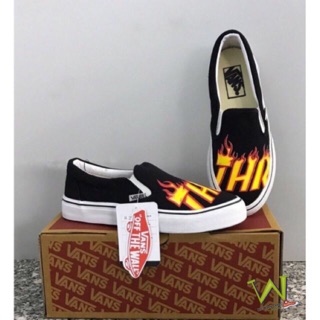 [TẶNG HỘP+TẤT] GIÀY THỂ THAO NAM NỮ V SLIP ON LƯỜI CHỮ LỬA ĐẸP 36-43
