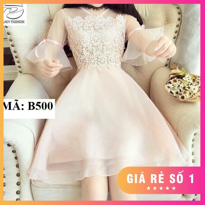 ĐẦM REN PHỐI LƯỚI B500