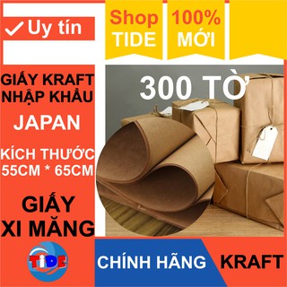 300 tờ Giấy Kraft màu da bò KT: 65cm x 55cm – Giấy ngoại – Chống thấm nước – Dai chắc – Dùng đóng bọc sản phẩm hàng hóa
