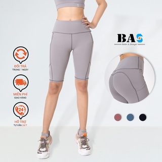 Quần biker short tập gym yoga aerobic BAS thiết kế lưng cao chất thun co giãn đa chiều - QL210410