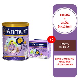 Combo 1 Sữa Bột Anmum Materna Hương Sô-Cô-La (800g/Lon) + 2 Lốc Sữa Nước Anmum Vani 125ml x 4