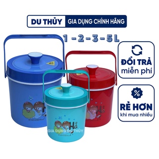 Bình đá giữ lạnh tròn có quai xách loại nhỏ 1l, 2l, 3l, 5l nhựa pp chính phẩm cao cấp, hai lớp nhựa giữ lạnh tốt