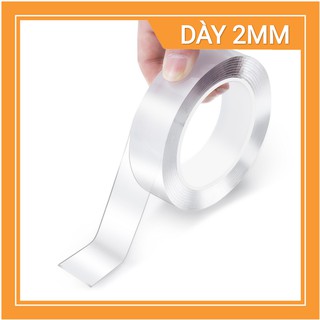 Băng keo 2 mặt siêu dính trong suốt dày 2mm, chất liệu acrylic dán mọi vật dụng
