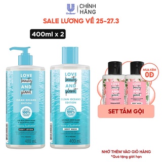 Combo Love Beauty And Planet Đại dương cấp ẩm sữa tắm và sữa dưỡng thể 400ml/chai