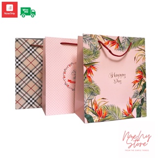 Combo 200 túi giấy đựng quà tặng ivory cao cấp có quai xách size nhỏ, trung