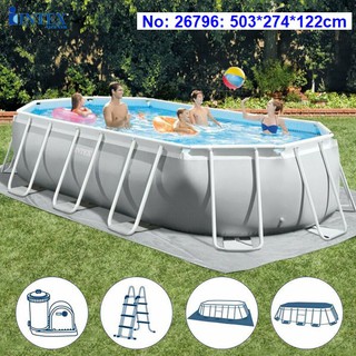 Bể bơi khung kim loại gia đình chịu lực OVAL INTEX 26796 26798 bảo hành 24 tháng