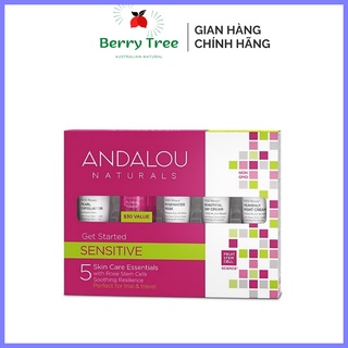 Andalou Bộ Sản Phẩm Chăm Sóc Da Nhạy Cảm 5 Bước Mini Sensitive 1000 Roses get Started Kit (BR)