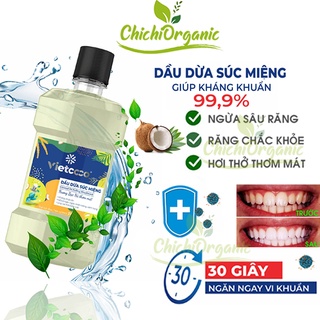 Dầu Dừa Vietcoco Súc Miệng Nguyên Chất Ép lạnh Hương Bạc Hà Thơm Mát Chai 225ml