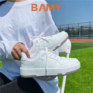 Giày thể thao Sneaker nữ trắng đế bằng phong cách RETRO, Giày nữ BAMY đế bánh mì dáng basic cao 3 phân
