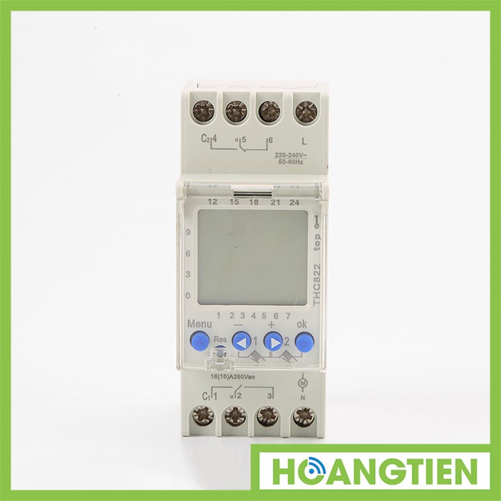 Công Tắc Hẹn Giờ 2 Kênh THC822 | Timer Lập Trình 2 Relay | Ray DIN | Switch, Pulse, Cycle