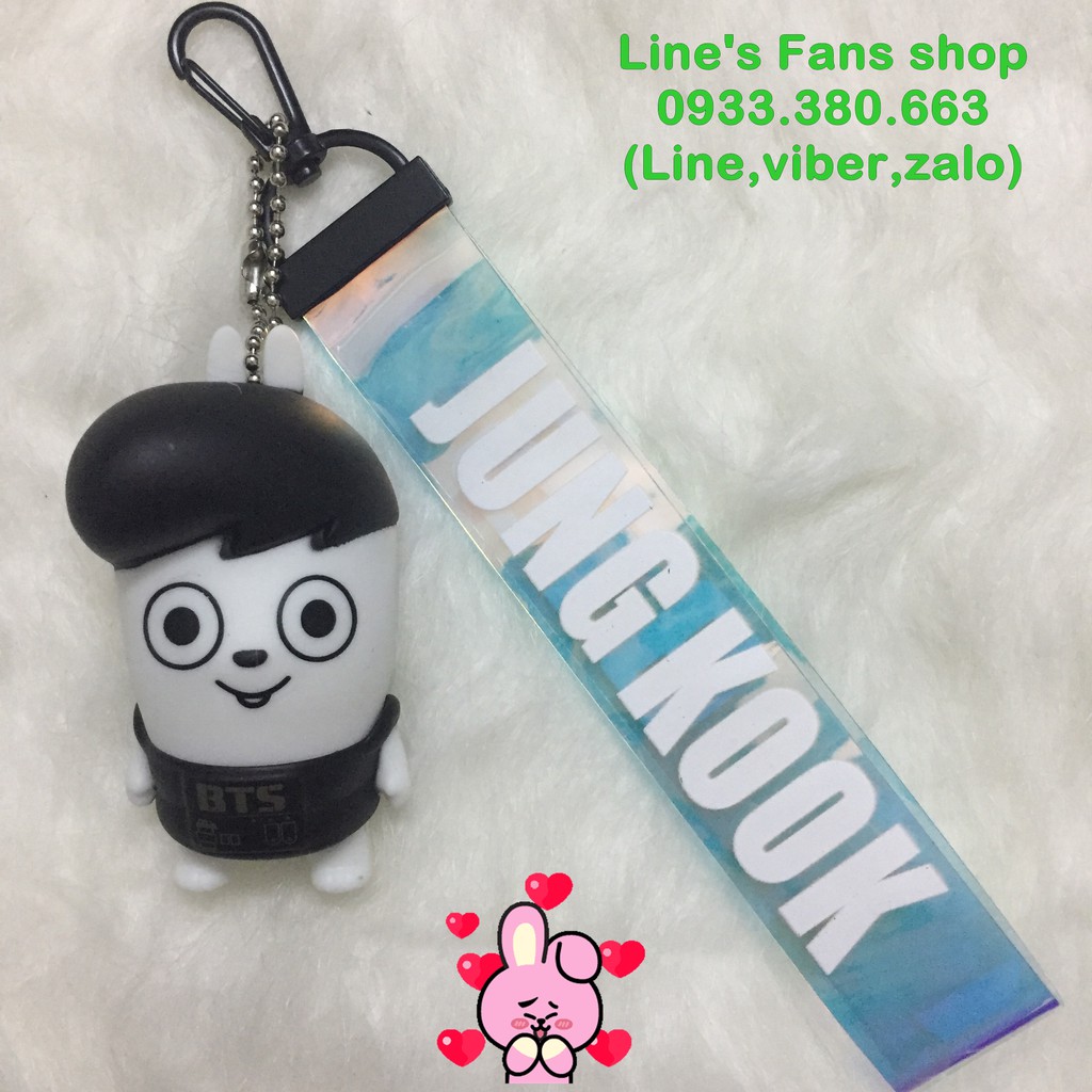 Móc khóa BTS + strap holo_Mẫu mới (KM tặng Sticker & hình xăm BT21 BTS, khách tự chọn mẫu)