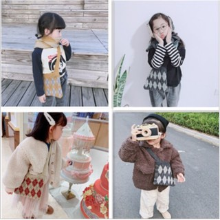 Túi xách nữ và cho bé gái LEN THU ĐÔNG 2021 vintage điệu - Túi đeo chéo dệt kim phong cách cho trẻ em