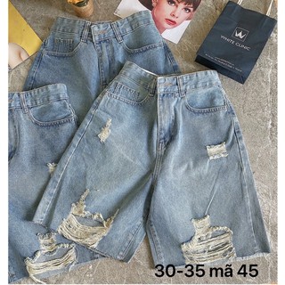 Quần ngố jean nữ  FREESHIP  Quần ngố jean nữ rách lưng cao kiểu rách tưa hàng vnxk bigsize từ 40kg - 80kg MS45 2KJean