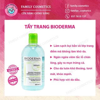 Nước Tẩy Trang Dành Cho Da Dầu Và Hỗn Hợp Bioderma Sébium H2O 500ml  - Family Cosmetics
