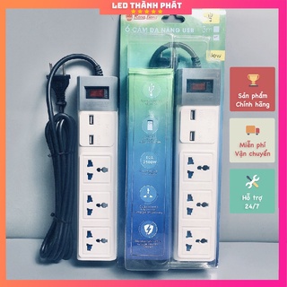 Ổ Cắm Điện Đa Năng Rạng Đông 2 Cổng USB 5V-2A, Ổ Điện Chịu Tải 2500W, công tắc kết hợp rơ le, Bảo hành 12 tháng