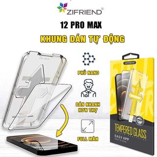 Kính cường lực Iphone 12 Pro Max chính hãng ZIFRIEND khung dán tự động full màn hình cho Iphone 12 Pro Max