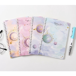 Sổ tay ghi chép học tập gáy lò xo A5 hình Ngân Hà, dòng vở kẻ ngang, 120 trang Sakura Shop
